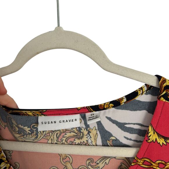 Susan Graver Chain Equestrian Liquid Knit Midi Dress Office Work Womens Plus 2x - Picture 4 of 6